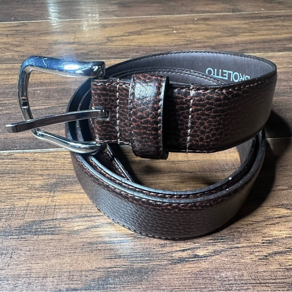 Broletto Brown Pebbled Leather Belt